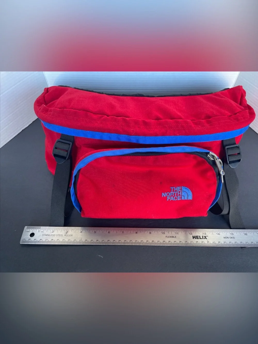 Vtg North Face Sport Hiker Multi-Pocket Lumbar Waist Fanny Pack Day Bag Red/blue